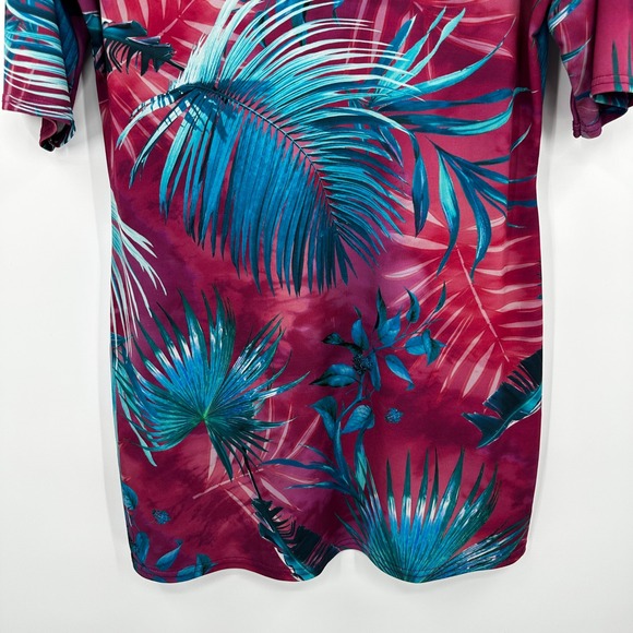 Venus Tropical Palm Leaf Print VNeck Bodycon Mini Dress Purple Blue Large Resort - Picture 3 of 10